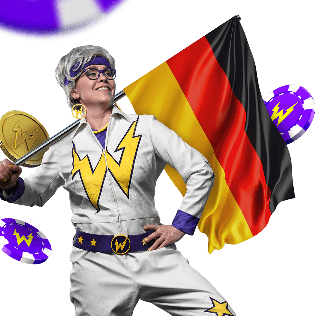 Offizielle Wildz-Markenfigur mit deutscher Flagge